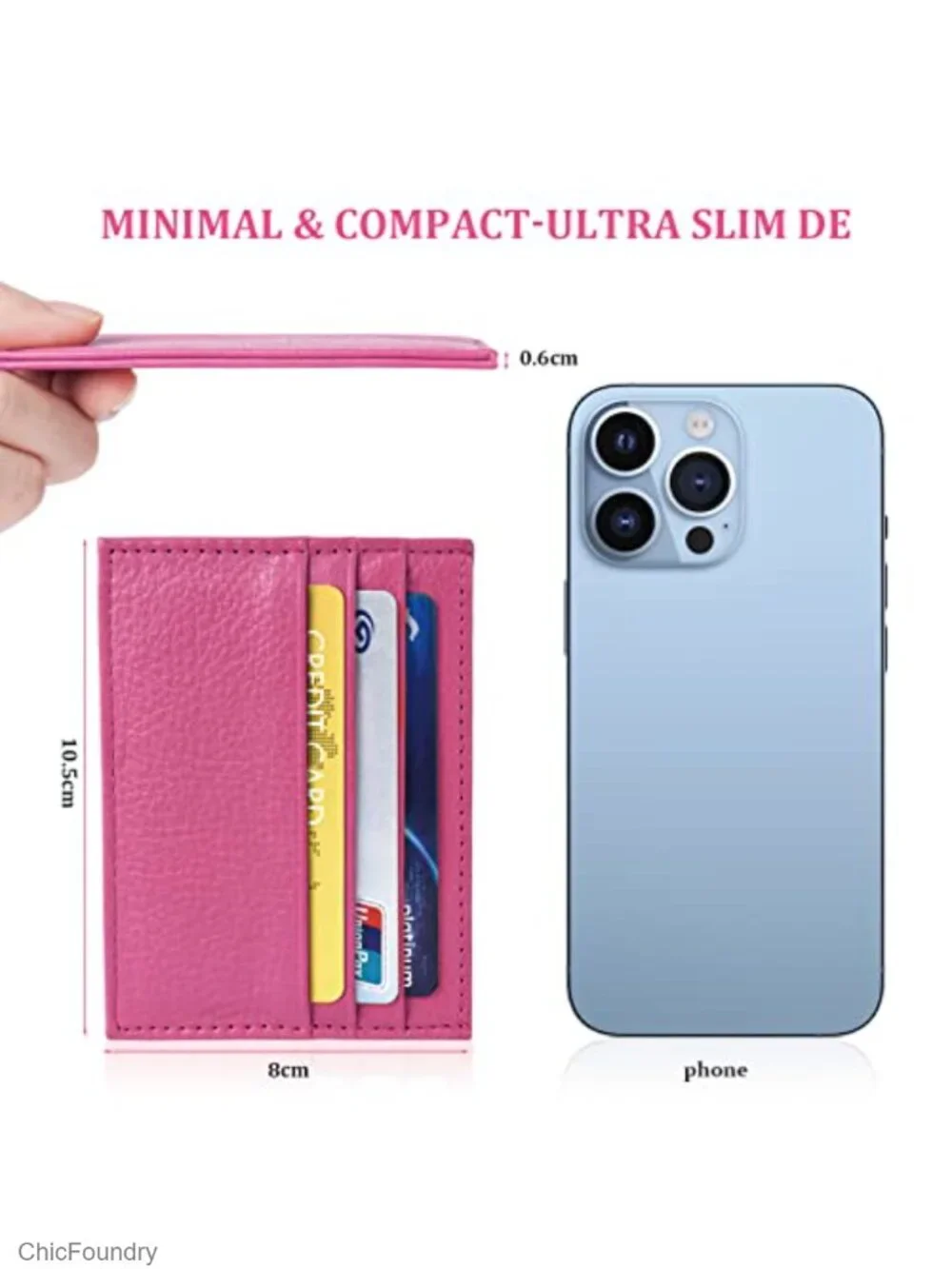 RFID Blocking Slim Leather Card Holder Wallet 6 Slots Cash Pocket Minimalist